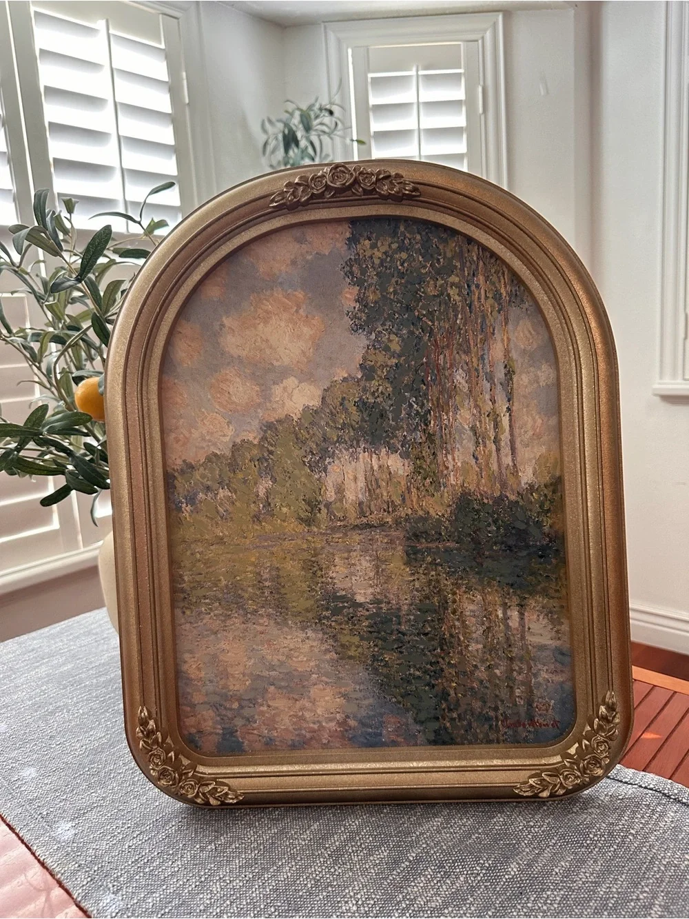 16x20” Poplars on the Epte by Claude Monet with ornate gold frame